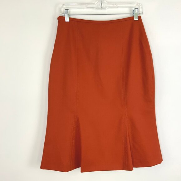 Les Copains Italy Wool Flare Trampet Skirt in Terracotta/ Orange Sz 8 - Picture 7 of 14